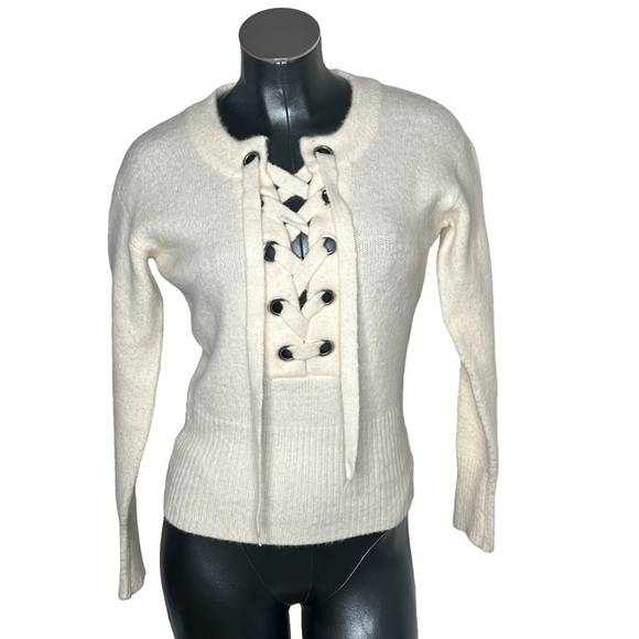 GUESS Alena Lace-up Pullover White Sweater Top Women's Size XS - Picture 4 of 16